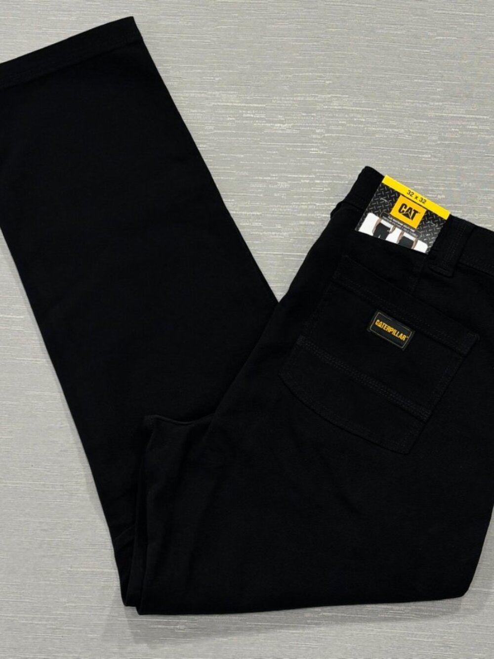 CAT Caterpillar Utility Work Pants Mens 32 x 32 Black Flex Waistband Cell Pocket